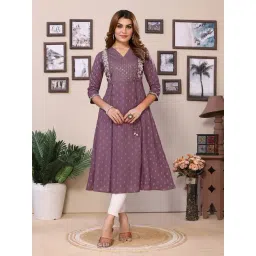Rangita Purple Rayon Embroidered 3/4th sleeve Kurta-picture-33