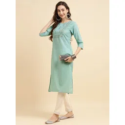 Rangita Striped Woven Design Thread Work Pure Cotton Straight Kurta-picture-28