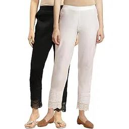 rangita Women 100% Cotton Solid Calf Length Straight Pant (Pack of 2)-picture-22