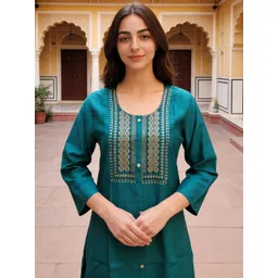 Rangita Women Embroidered Sequinned Kurta image 5
