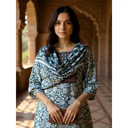 Rangita Women Ethnic Motifs Printed Regular Sequinned Straight Kurta withTrousers &Dupatta-picture-21