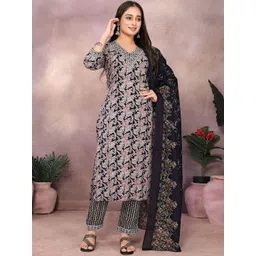 Rangita Women Floral Embroidered Kurta with Trousers & Dupatta-picture-24