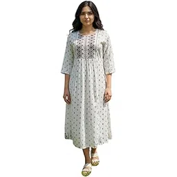 rangita Women Rayon Embroidered Flared Calf Length Dress-picture-14