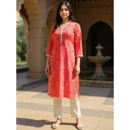 Rangita Women Woven Design Embroidered Festive Straight Kurta-picture-27
