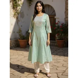 Rangita Women Woven Design Yoke Design Festive Anarkali Kurta-picture-14