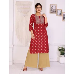 Rangita Woven Design Round Neck Kurta image 1