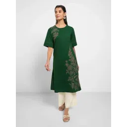 Rangmanch by Pantaloons Alpine Green Embroidered Kurtas-picture-40
