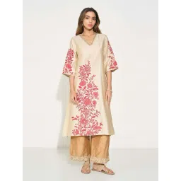 Rangmanch By Pantaloons Beige Regular Fit Floral Print Kurta-picture-29