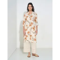 Rangmanch By Pantaloons Beige Regular Fit Printed Kurta-picture-32