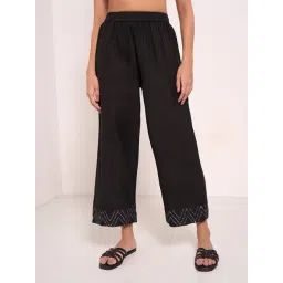 Rangmanch By Pantaloons Black Cotton Flare Fit Trousers-picture-19