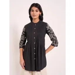 Rangmanch By Pantaloons Black Cotton Regular Fit Embroidered Tunic-picture-24
