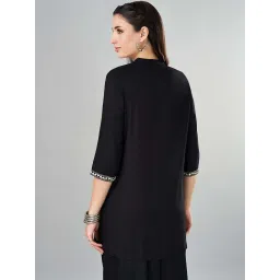 Rangmanch by Pantaloons Black Embroidered A Line Kurti image 2