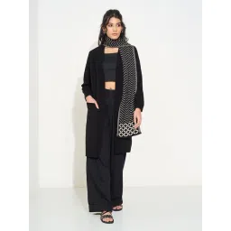 Rangmanch By Pantaloons Black Regular Fit Cardigan With Scarf-picture-39