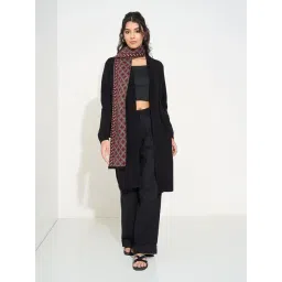 Rangmanch By Pantaloons Black Regular Fit Cardigan With Scarf-picture-37