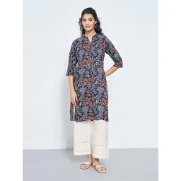 Rangmanch By Pantaloons Black Regular Fit Floral Print Kurta-picture-40