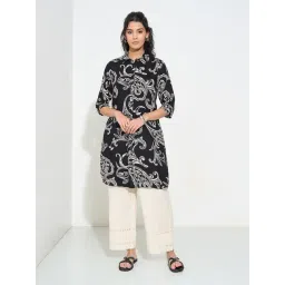 Rangmanch By Pantaloons Black Regular Fit Printed Kurta-picture-32