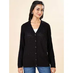 Rangmanch by Pantaloons Black Self Design Cardigan-picture-39