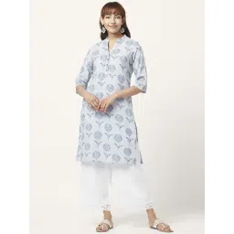 Rangmanch by Pantaloons Blue Cotton Printed Straight Kurta-picture-44