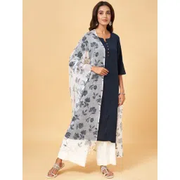 Rangmanch by Pantaloons Blue Cotton Woven Pattern Dupatta-picture-41