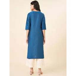Rangmanch by Pantaloons Blue Embroidered Straight Kurta image 2