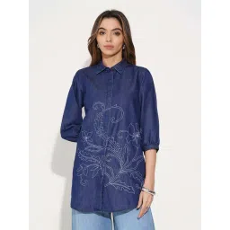 Rangmanch By Pantaloons Blue Indigo Regular Fit Embroidered Tunic-picture-32