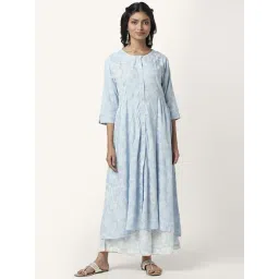 Rangmanch by Pantaloons Blue Printed Flared Kurta-picture-45