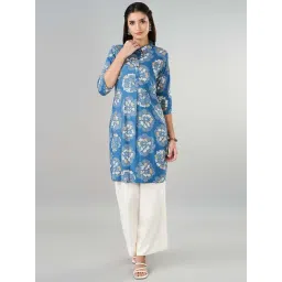 Rangmanch by Pantaloons Blue Printed Straight Kurta-picture-45