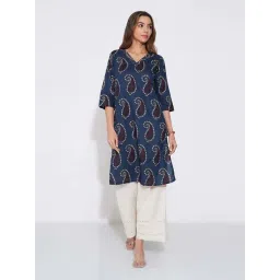 Rangmanch By Pantaloons Blue Quartz Regular Fit Printed Kurta-picture-20