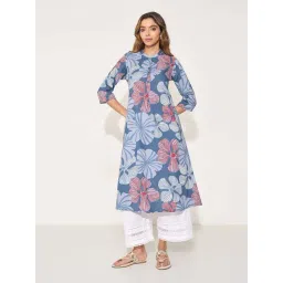 Rangmanch By Pantaloons Blue Regular Fit Floral Print Kurta-picture-10