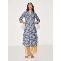 Rangmanch By Pantaloons Blue Regular Fit Floral Print Kurta-picture-46