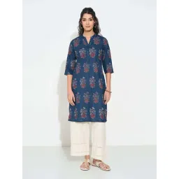 Rangmanch By Pantaloons Blue Regular Fit Floral Print Kurta-picture-35