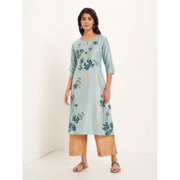 Rangmanch By Pantaloons Blue Regular Fit Printed Kurta-picture-26