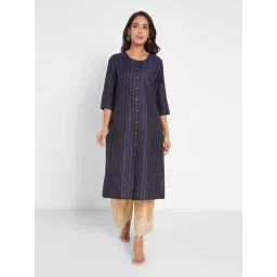 Rangmanch By Pantaloons Blue Regular Fit Striped Kurta-picture-14