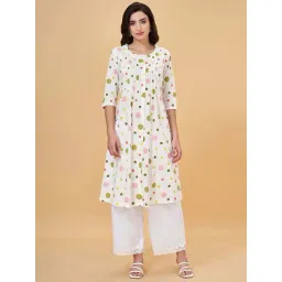 Rangmanch by Pantaloons Bright White Cotton Printed A Line Kurta-picture-32