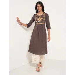 Rangmanch By Pantaloons Brown Cotton Regular Fit Printed Kurta-picture-47