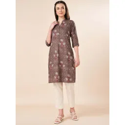 Rangmanch by Pantaloons Brown Printed Straight Kurta-picture-34