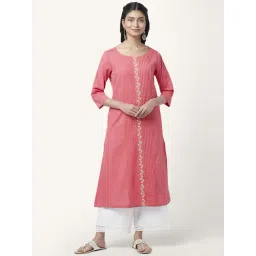 Rangmanch by Pantaloons Coral Cotton Embroidered A Line Kurta-picture-28