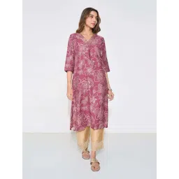Rangmanch By Pantaloons Dusty Rose Regular Fit Floral Print Kurta-picture-44