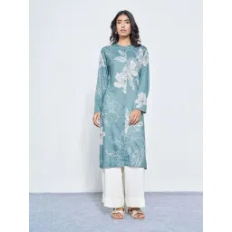 Rangmanch By Pantaloons Dusty Turquoise Regular Fit Printed Kurta-picture-41