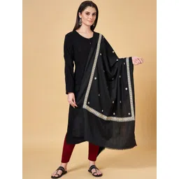 RANGMANCH BY PANTALOONS Embroidered Acrylic Shawl-picture-33