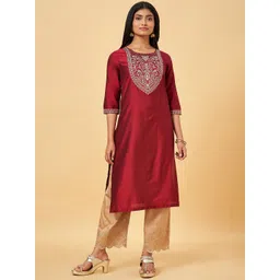 RANGMANCH BY PANTALOONS Ethnic Motifs Embroidered Kurta-picture-24