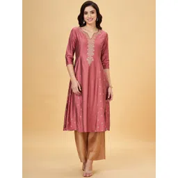 RANGMANCH BY PANTALOONS Ethnic Motifs Embroidered Sequinned A-Line Kurta-picture-17