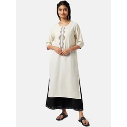RANGMANCH BY PANTALOONS Ethnic Motifs Embroidered Thread Work Pure Cotton Kurta-picture-23