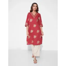 Rangmanch By Pantaloons Flame Scarlet Regular Fit Printed Kurta-picture-39