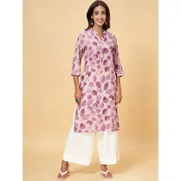 RANGMANCH BY PANTALOONS Floral Printed Mandarin Collar Straight Kurta-picture-29
