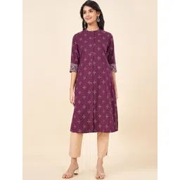 RANGMANCH BY PANTALOONS Floral Printed Mandarin Collar Straight Kurta-picture-28