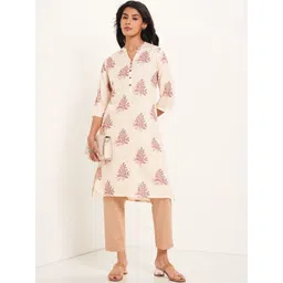 RANGMANCH BY PANTALOONS Floral Printed Mandarin Collar Straight Kurta-picture-14