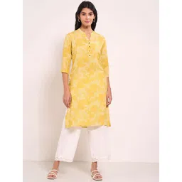 RANGMANCH BY PANTALOONS Floral Printed Mandarin Collar Straight Kurta-picture-15