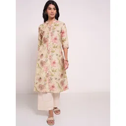 RANGMANCH BY PANTALOONS Floral Printed Mandarin Collar Straight Kurta-picture-18