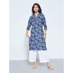 RANGMANCH BY PANTALOONS Geometric Printed Notch Neck A-Line Kurta-picture-18